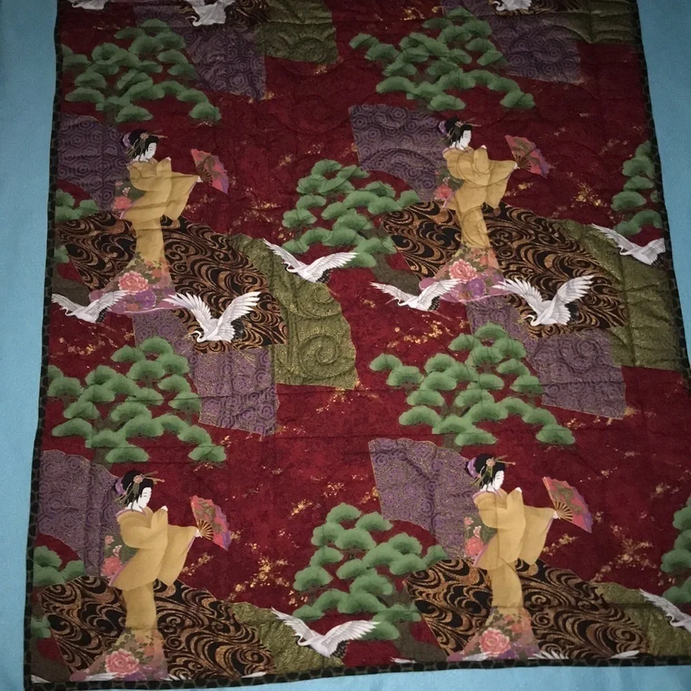 QUILT- hand made lap quilt “Lanterns with tassels” reversible 🌸Host Pick🌸